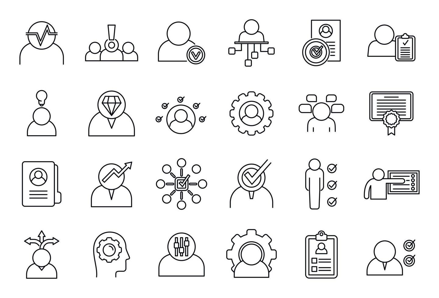 Career personal traits icons set, outline style vector