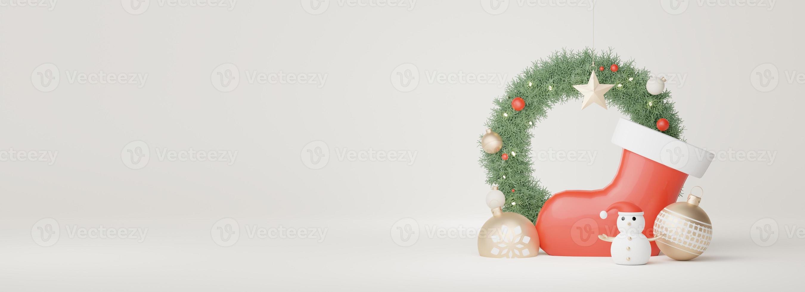 3d Display scene for product and cosmetic presentation with Merry Christmas and Happy new year concept. Modern geometric. Platform for mock up and showing brand. photo