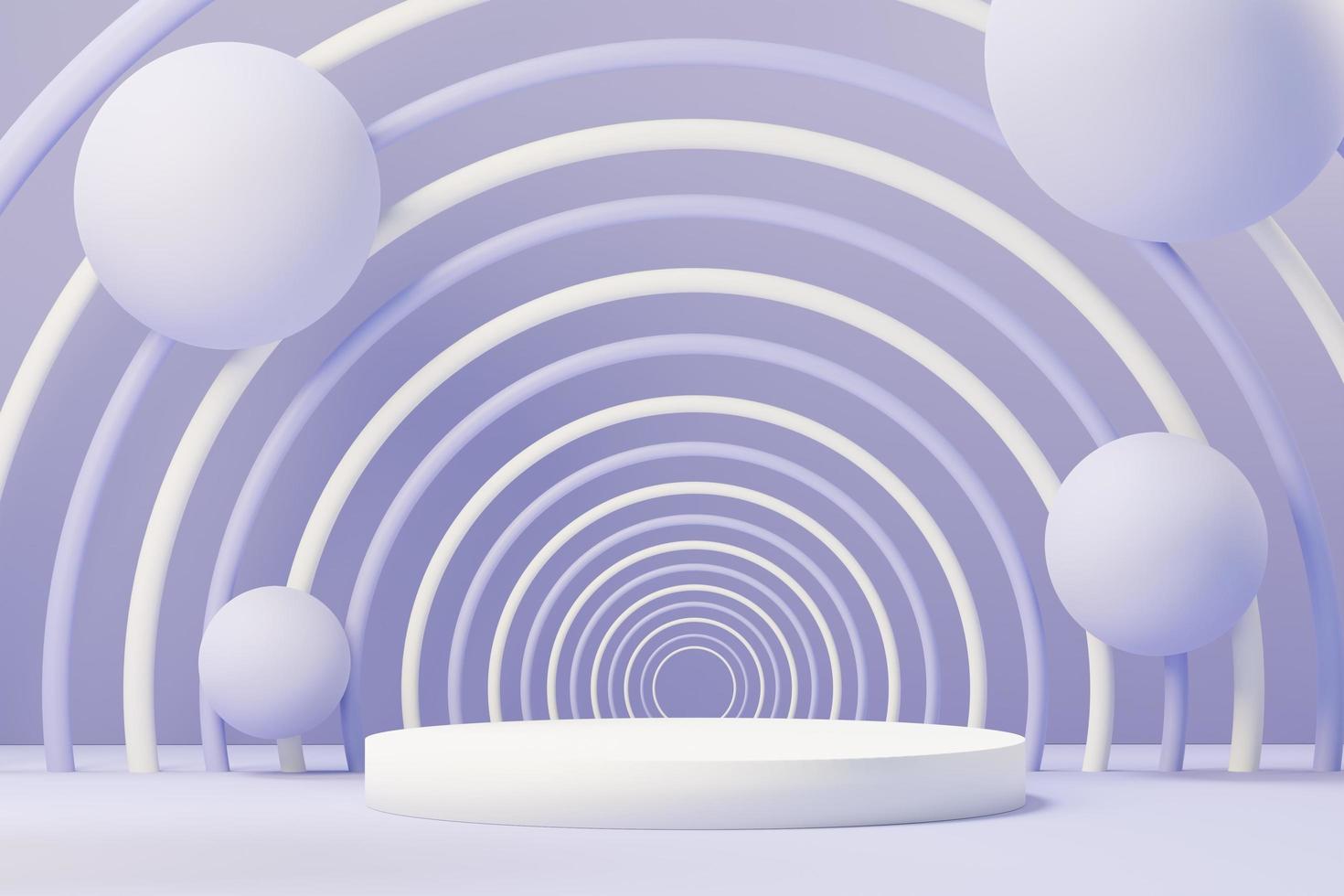 3d render of Beauty podium with Very Peri color of the year 2022 design for product presentation and advertising. Minimal pastel sky and Dreamy land scene. Romance concept. photo