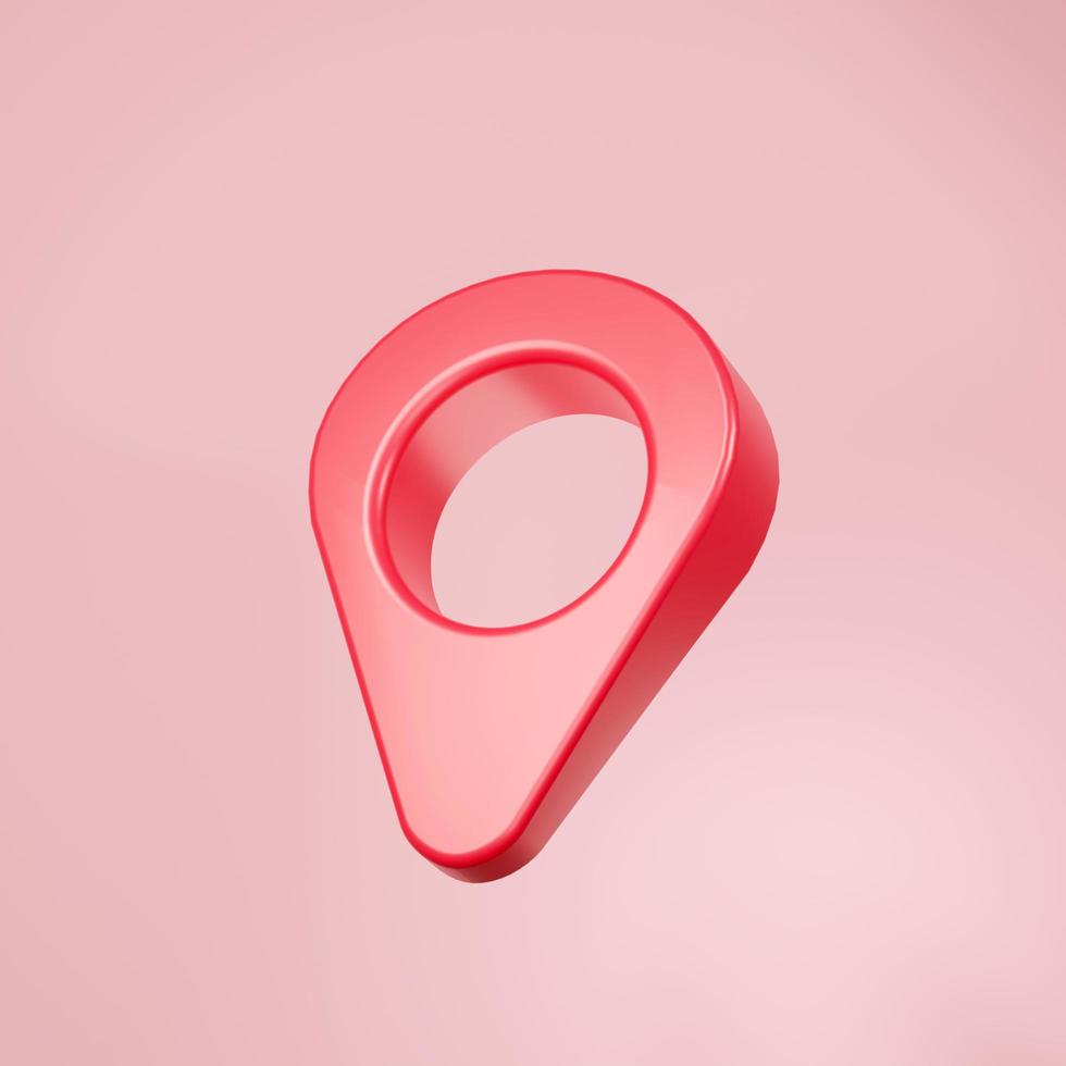 Representación 3d del icono de pin de mapa en un fondo limpio para maqueta y banner web. diseño de interfaz de dibujos animados. concepto de metaverso mínimo. foto