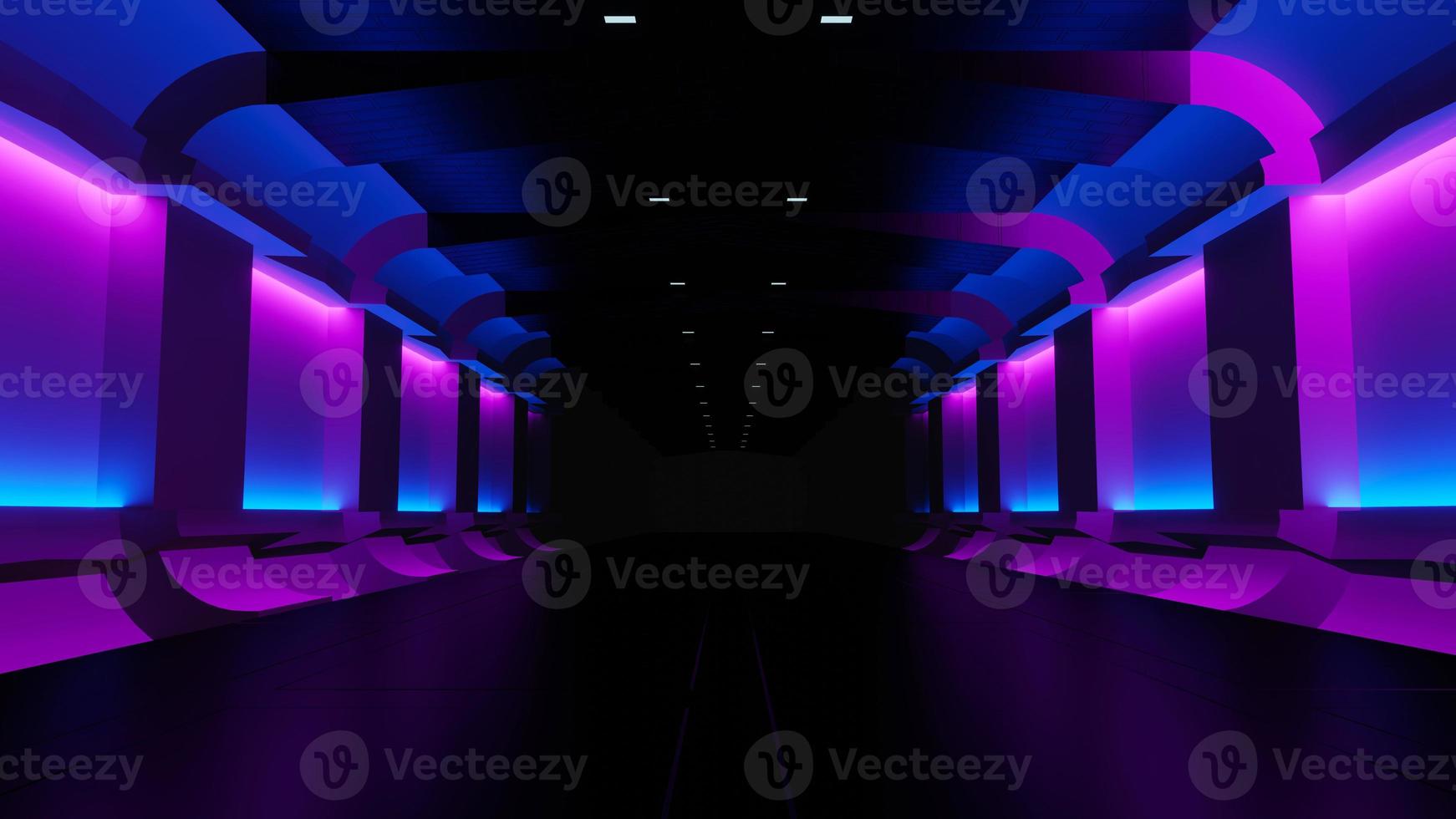 3d render of flash neon and light glowing on dark scene. Speed light moving lines. photo