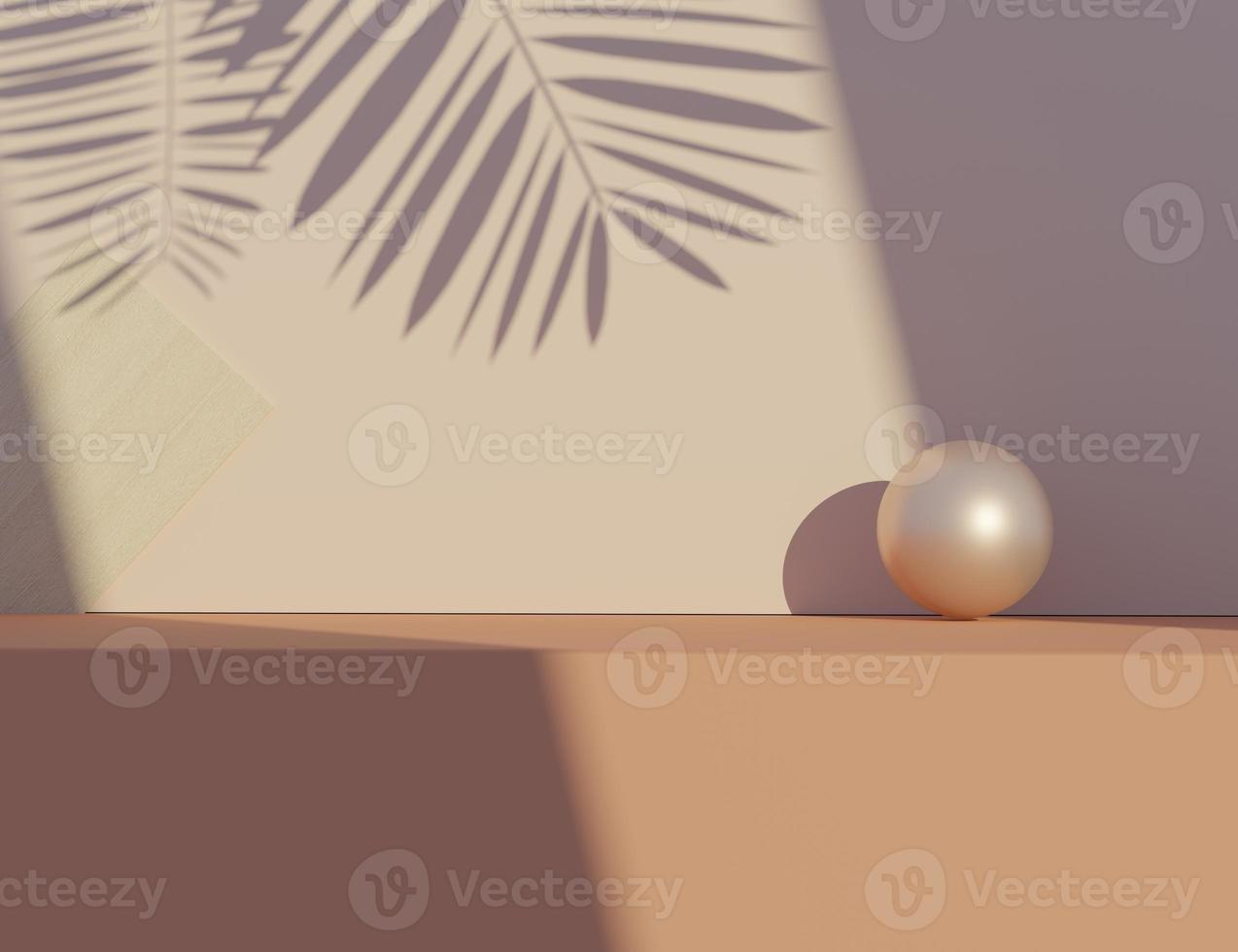 3d rendering of pastel minimal scene of white blank podium with earth tones theme. Muted saturated color. Simple geometric shapes design. photo