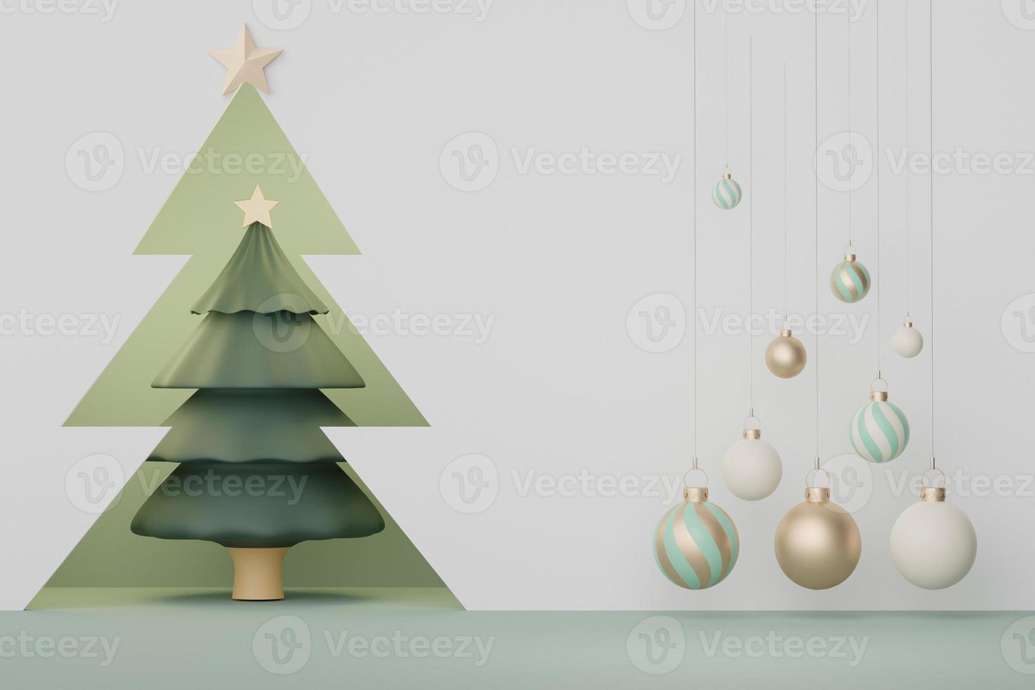 3d Display Podium for product and cosmetic presentation with Merry Christmas and Happy new year concept. Modern geometric. Platform for mock up and showing brand. Minimal clean design. photo