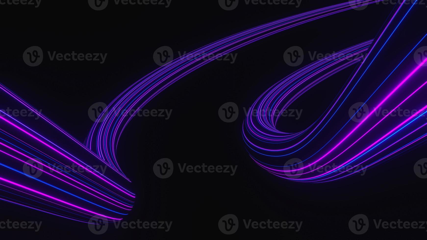 3d render of flash neon and light glowing on dark scene. Speed light moving lines. High fast  motion blur. Technology internet of future network. Sci fiction of hyperspace interstellar travel. photo