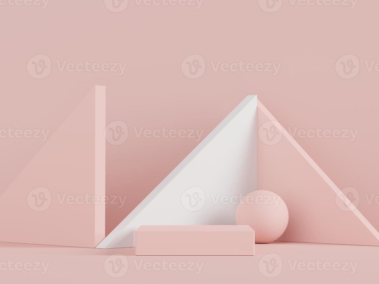 Podium for product placement with Retro modern and contemporary design. 3d rendering minimal scene for mock up and showing brand. Pedestal platform for cosmetic advertise. Various of arch simple. photo