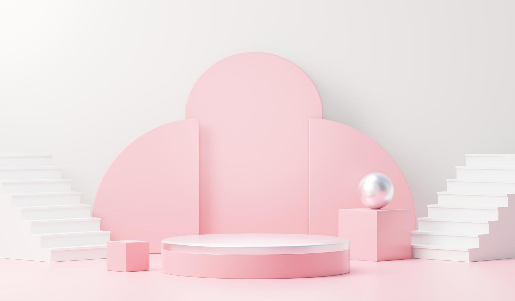 3d render abstract display podium platform for  product presentation and advertising. Minimal scene backdrop with clean design. Vacant pedestal for mock up. Empty stage with pastel color for cosmetic. photo