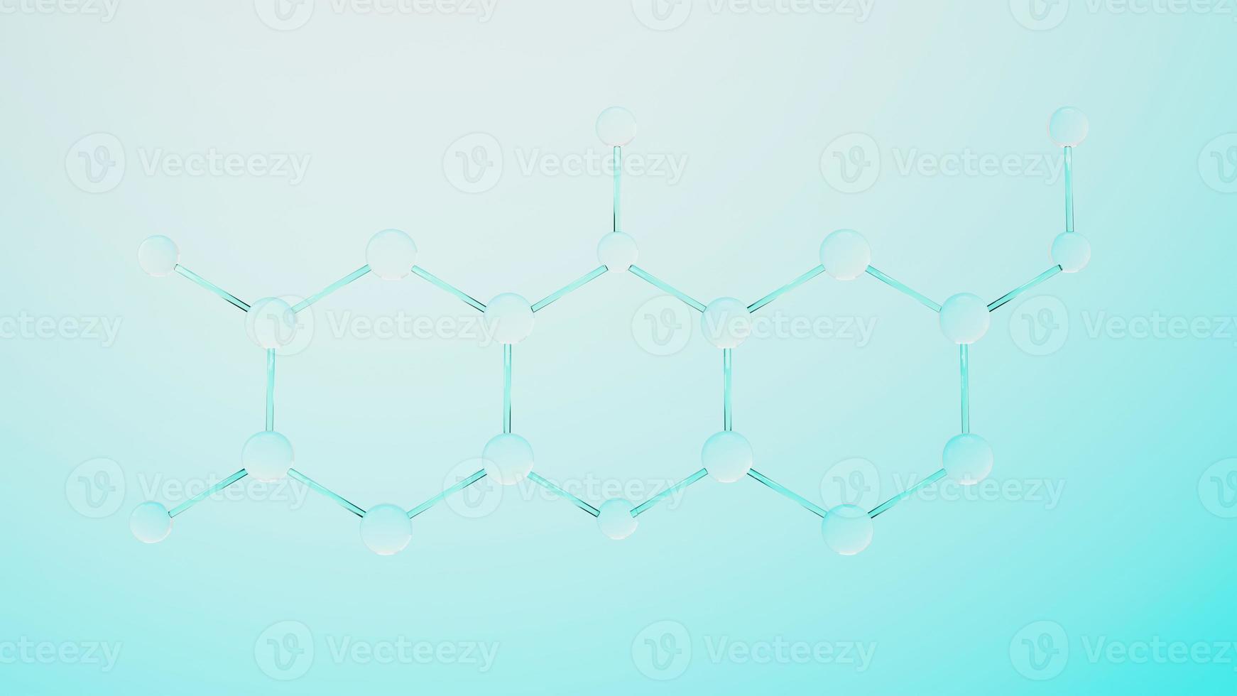 3d render of simple chemical bond in side cell or molecules. The associated of atoms, ions, bond and molecules. Liquid drop bubble background. Covalent bond. Biochemical interaction. photo