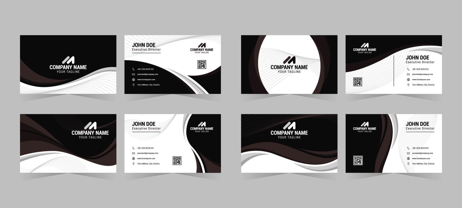 Modern Monochromatic Business Card Template Set vector