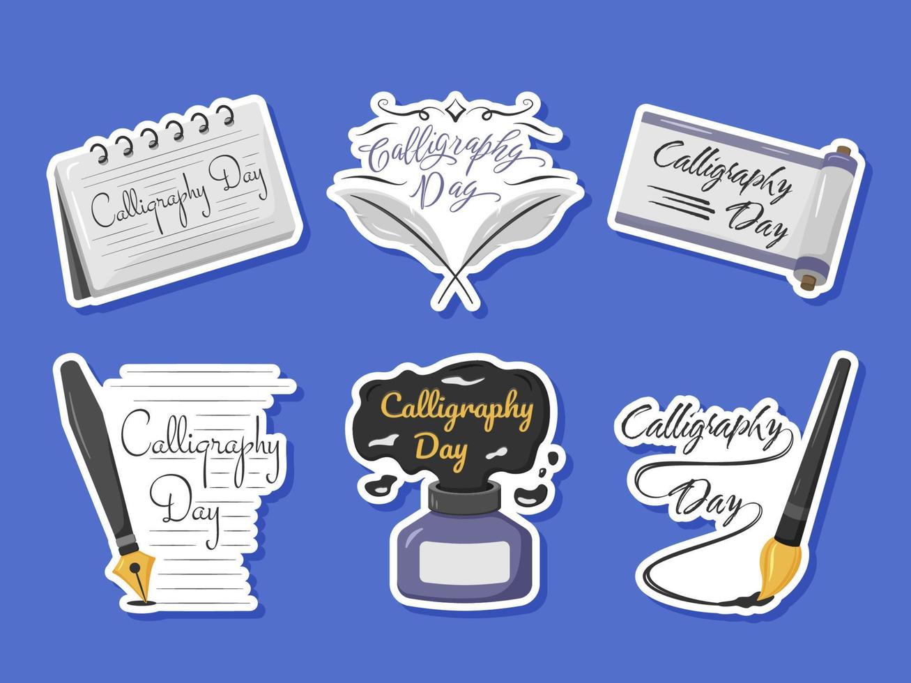 Calligraphy Day Sticker Set vector