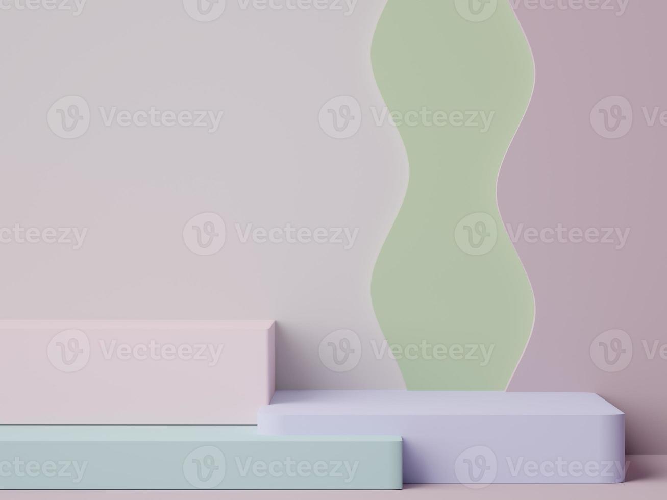 3d rendering of minimal scene of white blank podium with earth tones color theme. Display stand for product presentation mock up and cosmetic advertising. photo
