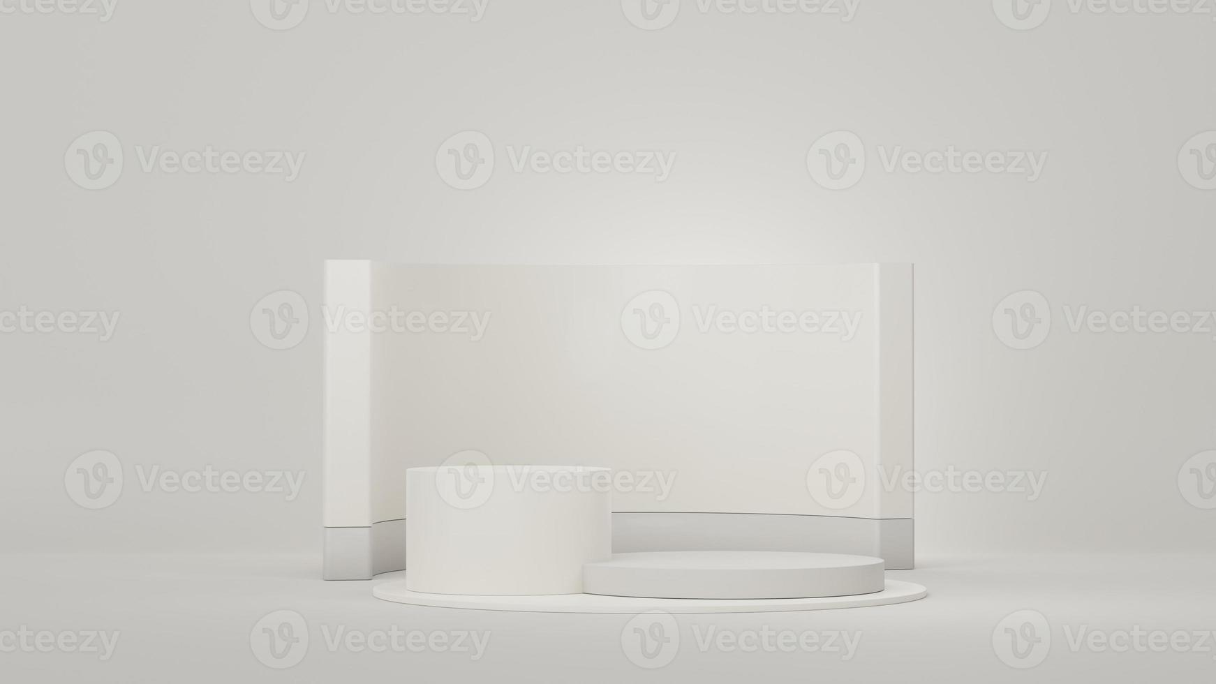 3d Display Podium for product and cosmetic presentation with modern geometric. Platform for mock up and showing brand. Minimal clean design. Rendering platform luxury scene. photo