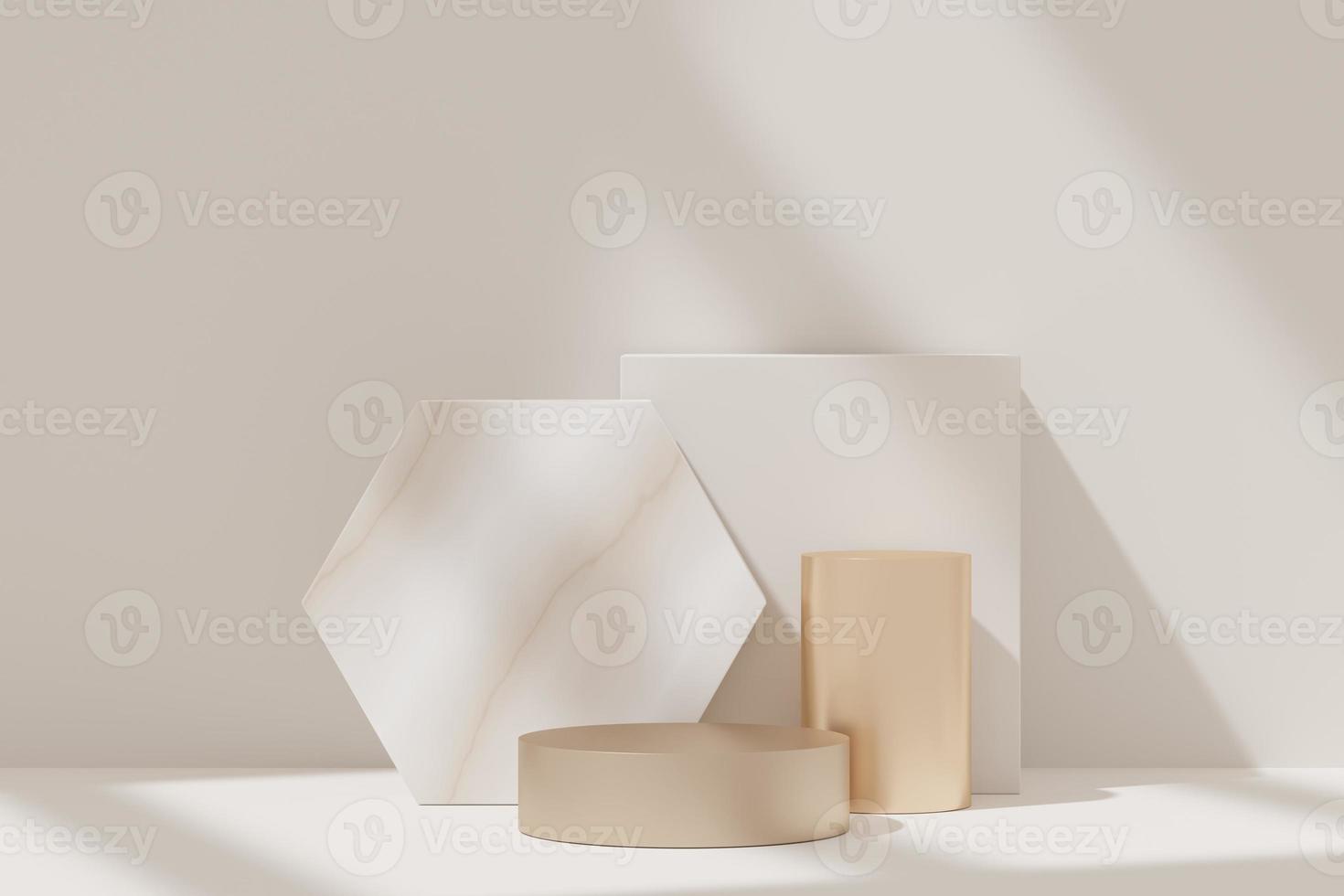 3d abstract background white podium for product presentation and brand advertising with shadow of windows and roof. Empty scene for mock up. photo