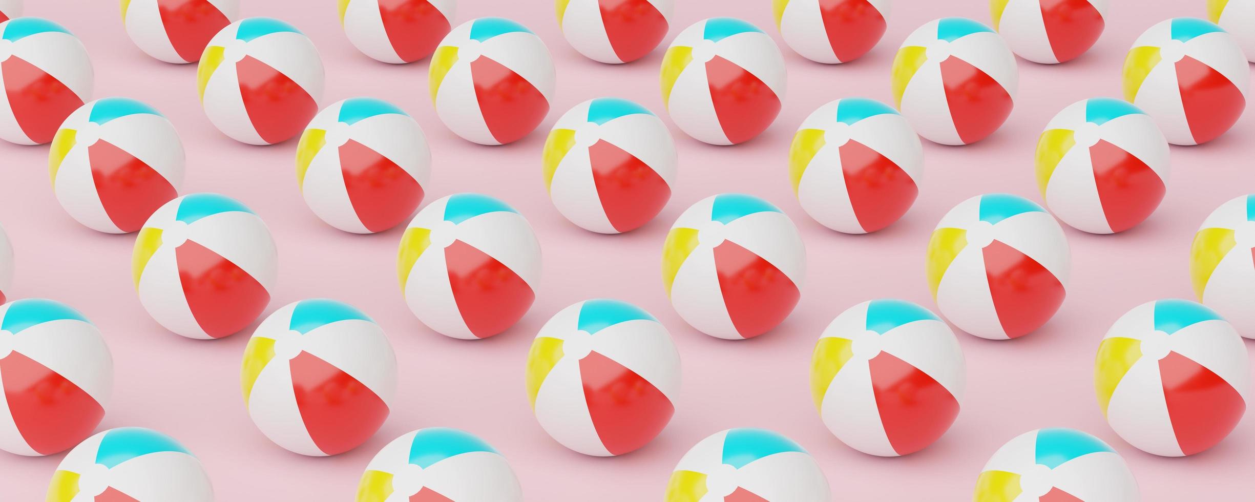 3d render of Abstract minimal beach ball seamless pattern on pastel background for web banner or mock up. Summer time season for vacation concept. photo