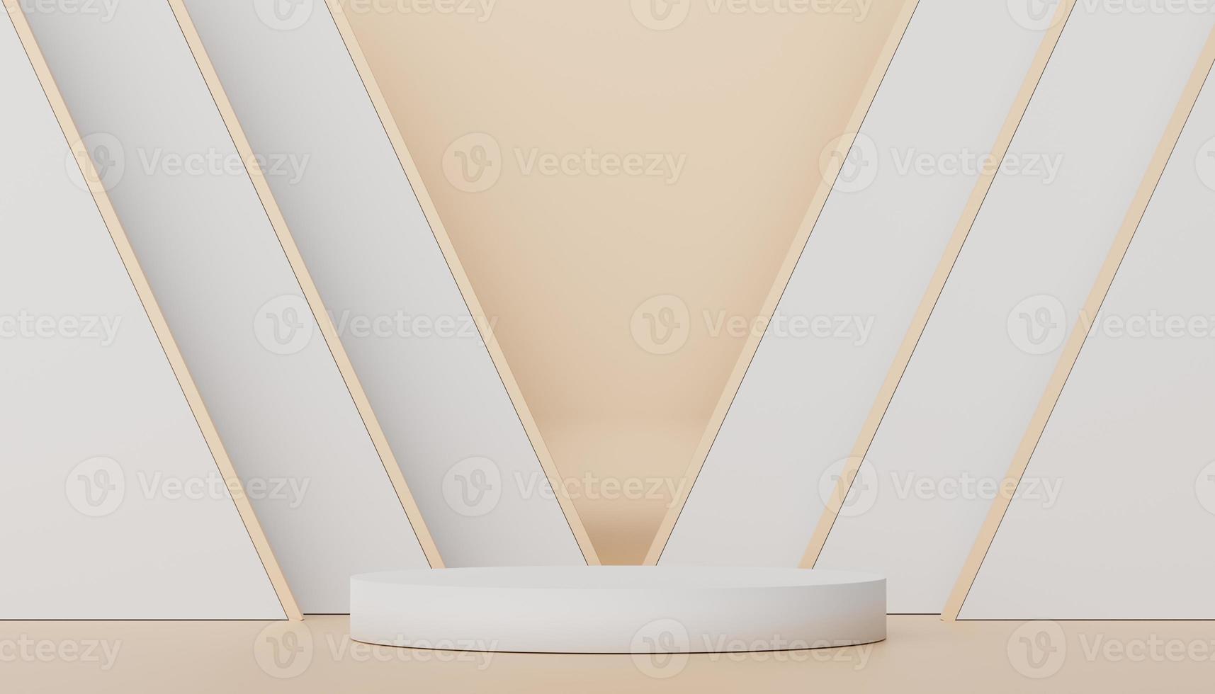 Abstract display podium with minimal geometric shapes design. 3d  rendering scene for mock up and product presentation. Pedestal platform for cosmetic advertise. photo