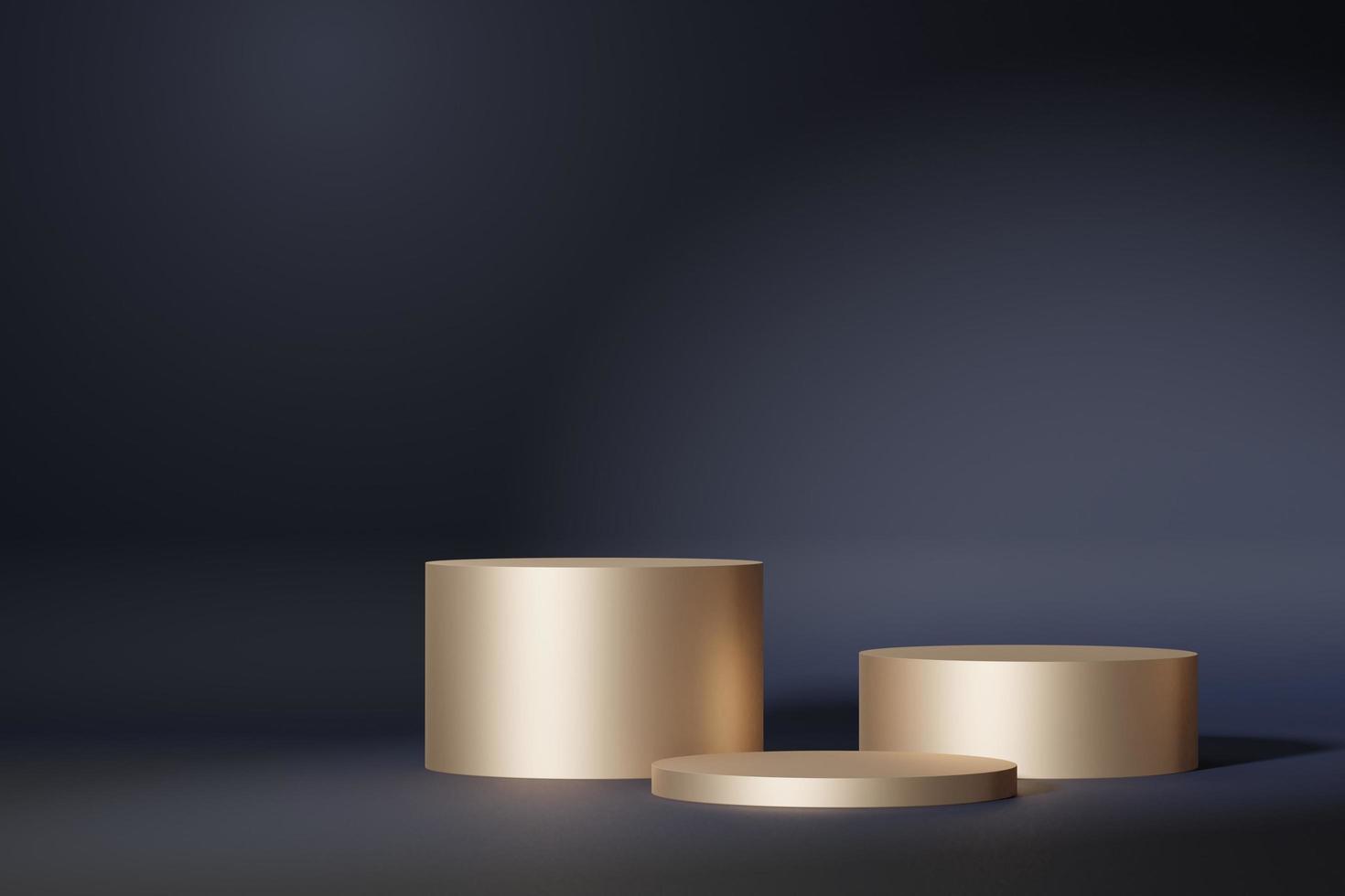 Escaparate de plataforma abstracta 3d para presentación de productos y cosméticos. podio dorado para maquetas y publicidad. renderizar escena de diseño geométrico para banner web. pedestal vacío con fondo pastel. foto