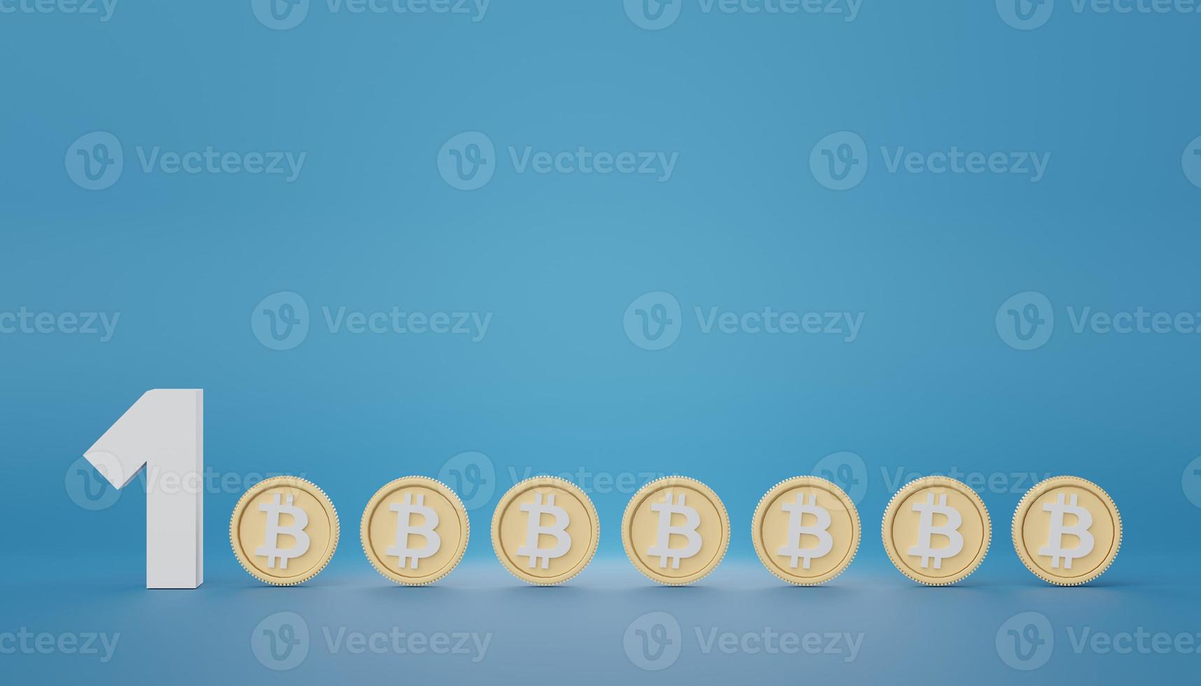 3d render of one million with bitcoin. Golden coins stack in saving money for goal Concept. Growth financial model. Investment management and financial innovations. photo