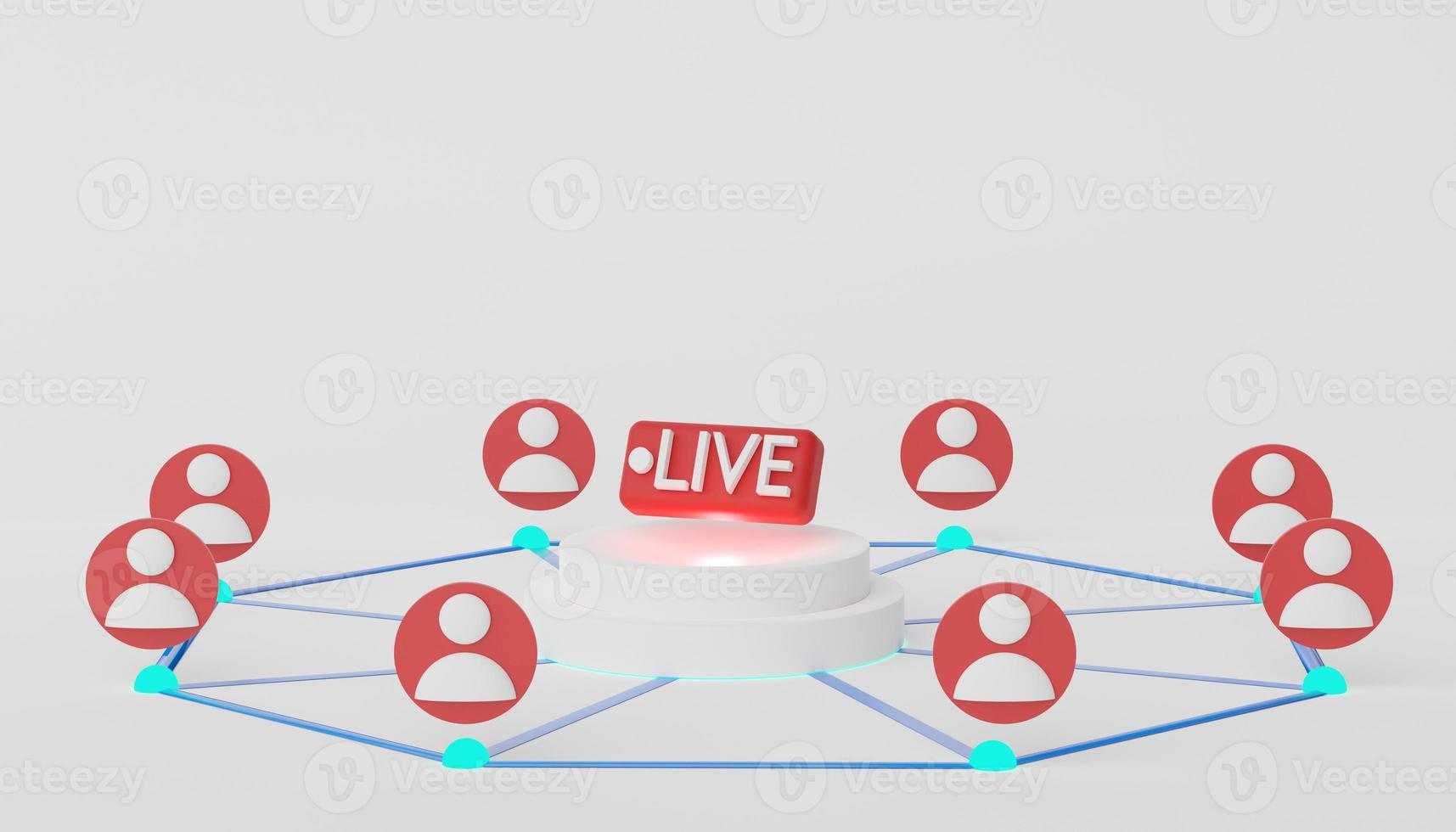 3d renderizar conexión de red en vivo al dispositivo. interfaz de usuario para banner web y maqueta. símbolo de la comunicación. red en línea con internet de alta velocidad. transmisión a través de la plataforma de Internet. foto