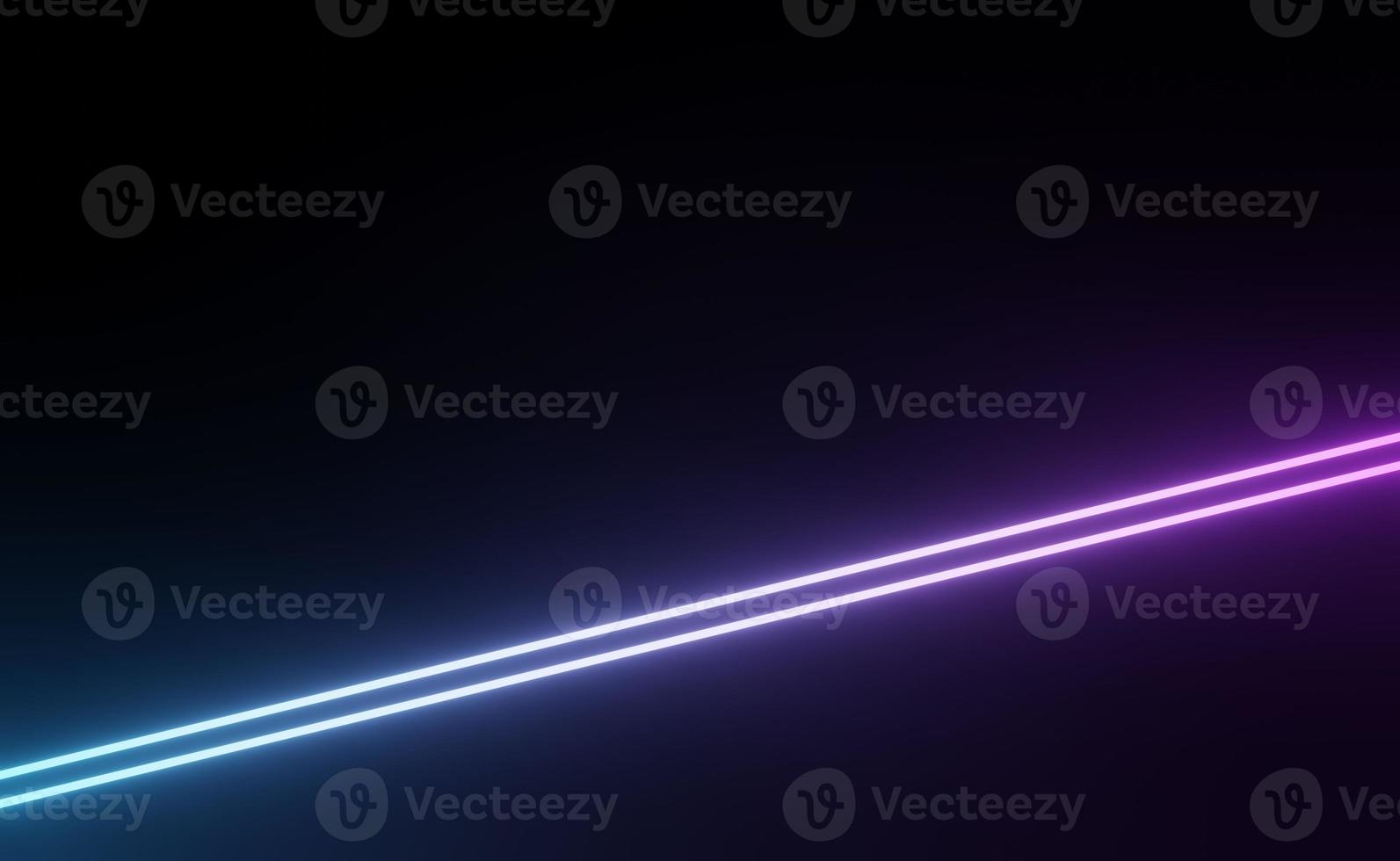 3d render of RGB neon light on darkness background. Abstract Laser lines show at night. Ultraviolet spectrum beam scene photo