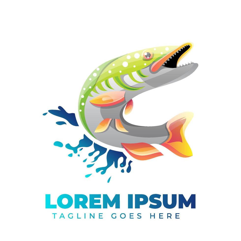 Fish Gradient Logo Template vector