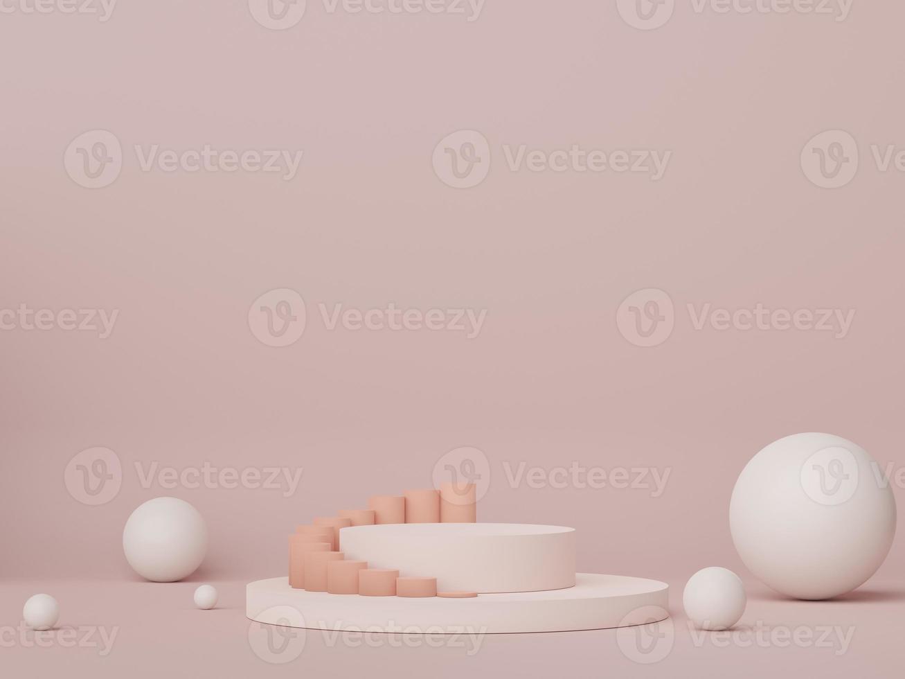 Abstract display podium with minimal geometric shapes design. 3d  rendering scene for mock up and product presentation. Pedestal platform for cosmetic advertise. photo