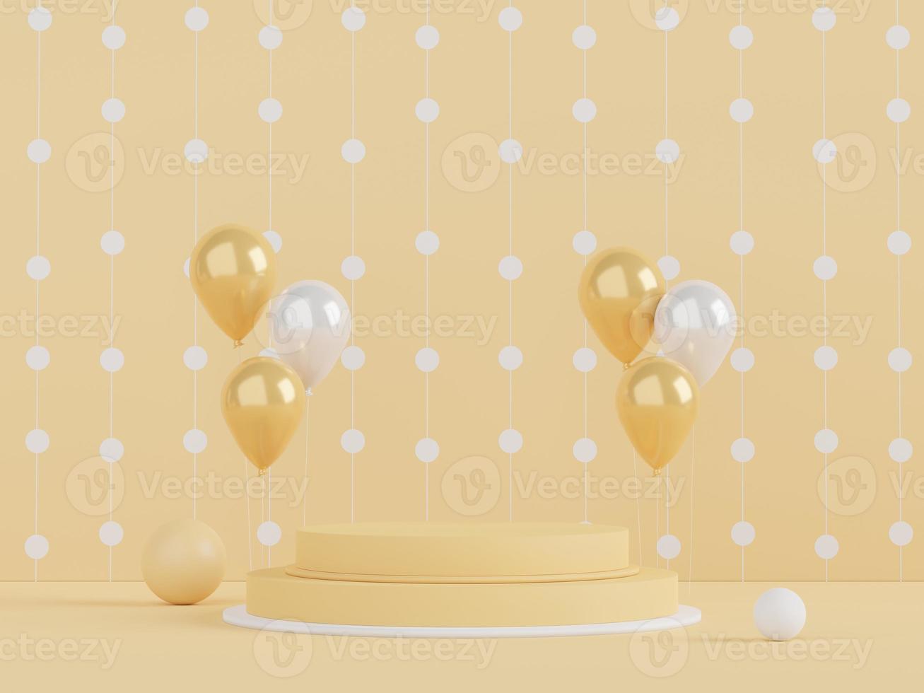 Podium for product placement with Retro modern and contemporary design. 3d rendering minimal scene for mock up and showing brand. Pedestal platform for cosmetic advertise. Various of arch simple. photo