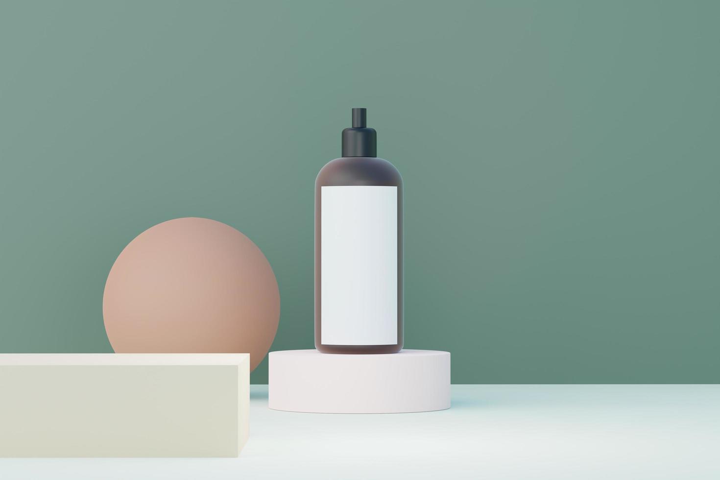 3d render of blank cosmetics skincare product or packaging for mock up. Beauty soap and spa concept. Lotion oil moisture for skin health. Premium and luxury design for branding. photo