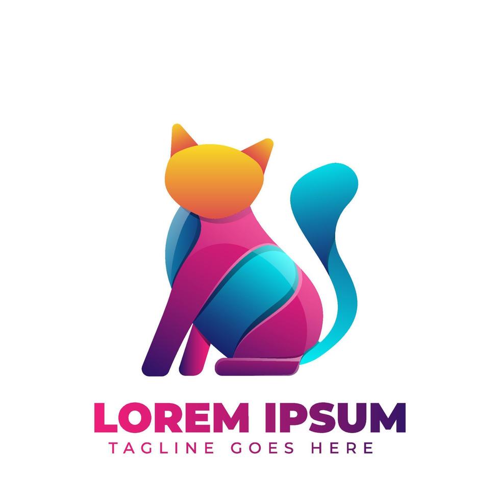 Cat Gradient Logo Tempalte vector