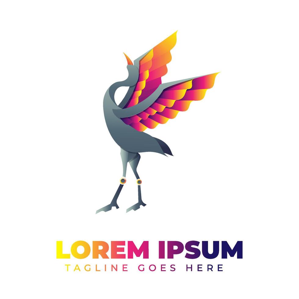 Crane Bird Gradient Logo vector