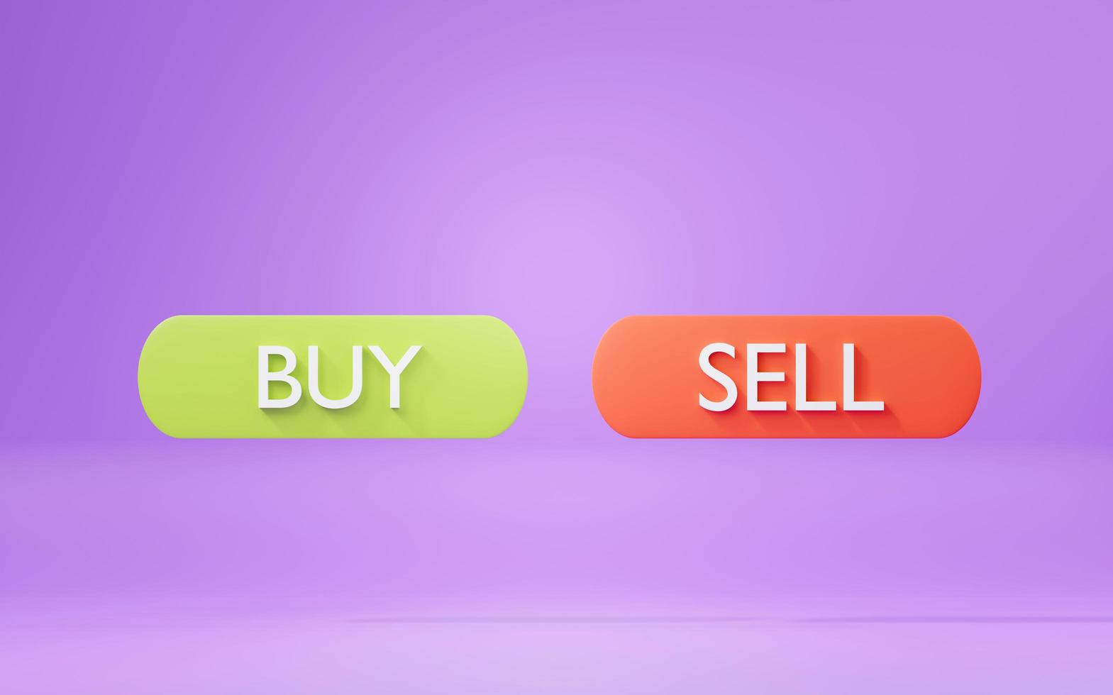 3d render of buy and sell buttons for trading on stock or cryptocurrency market. Trader theme design. photo