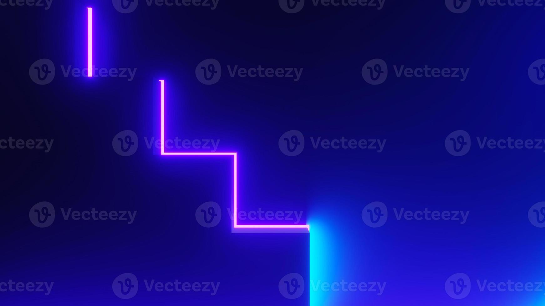 3d render of flash neon and light glowing on dark scene. Speed light moving lines. photo