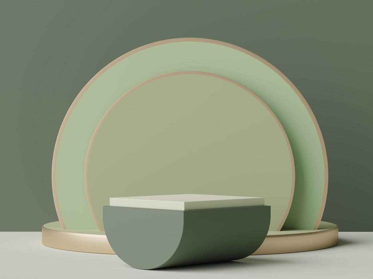 3d rendering of minimal scene of white blank podium with earth tones color theme. Display stand for product presentation mock up and cosmetic advertising. photo