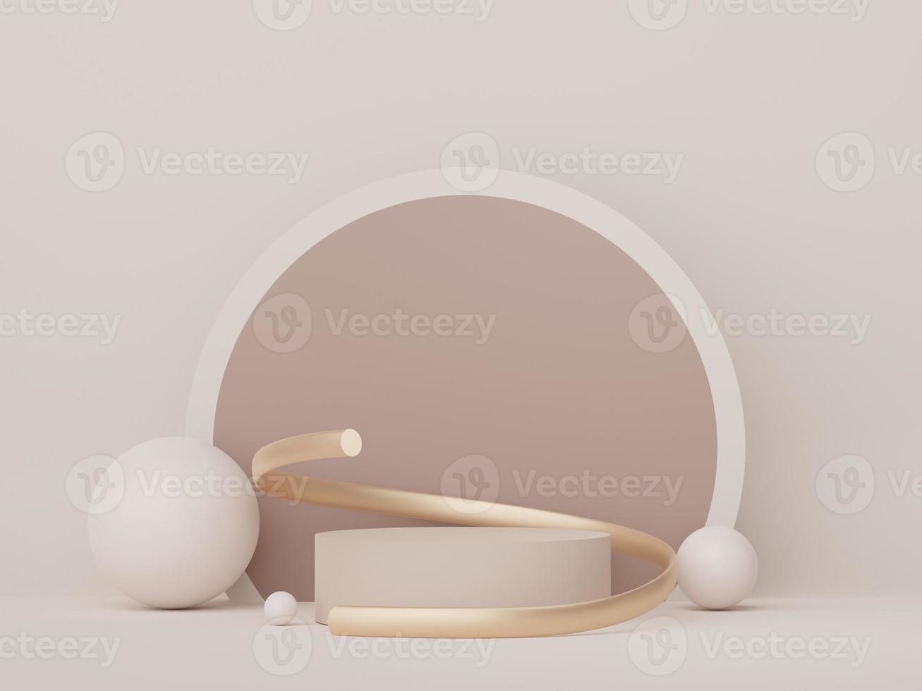 Abstract display podium with minimal geometric shapes design. 3d  rendering scene for mock up and product presentation. Pedestal platform for cosmetic advertise. photo