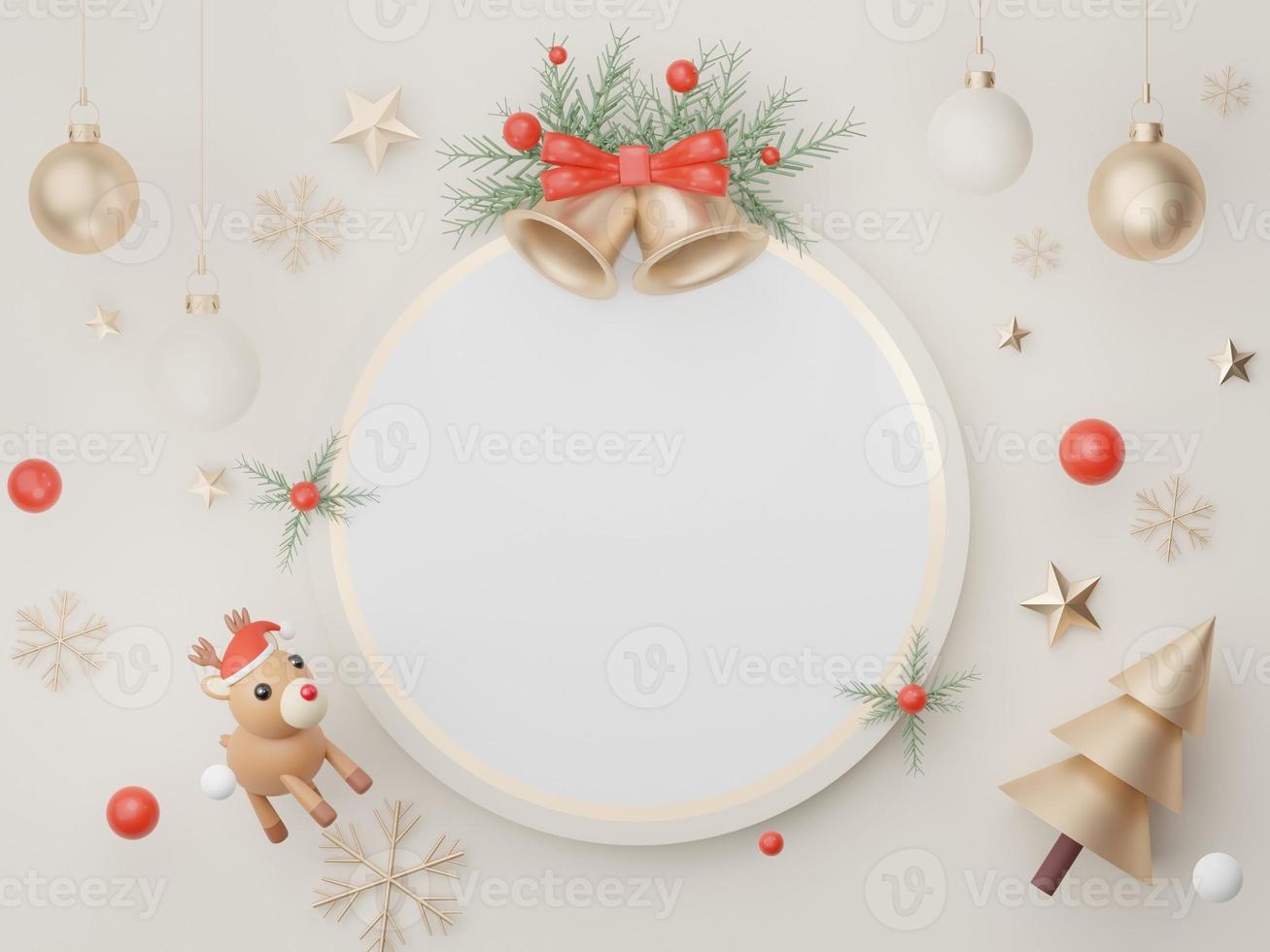 3d Banner Display for product and cosmetic presentation with Merry Christmas and Happy new year concept. Modern geometric. Platform for mock up and showing brand. photo