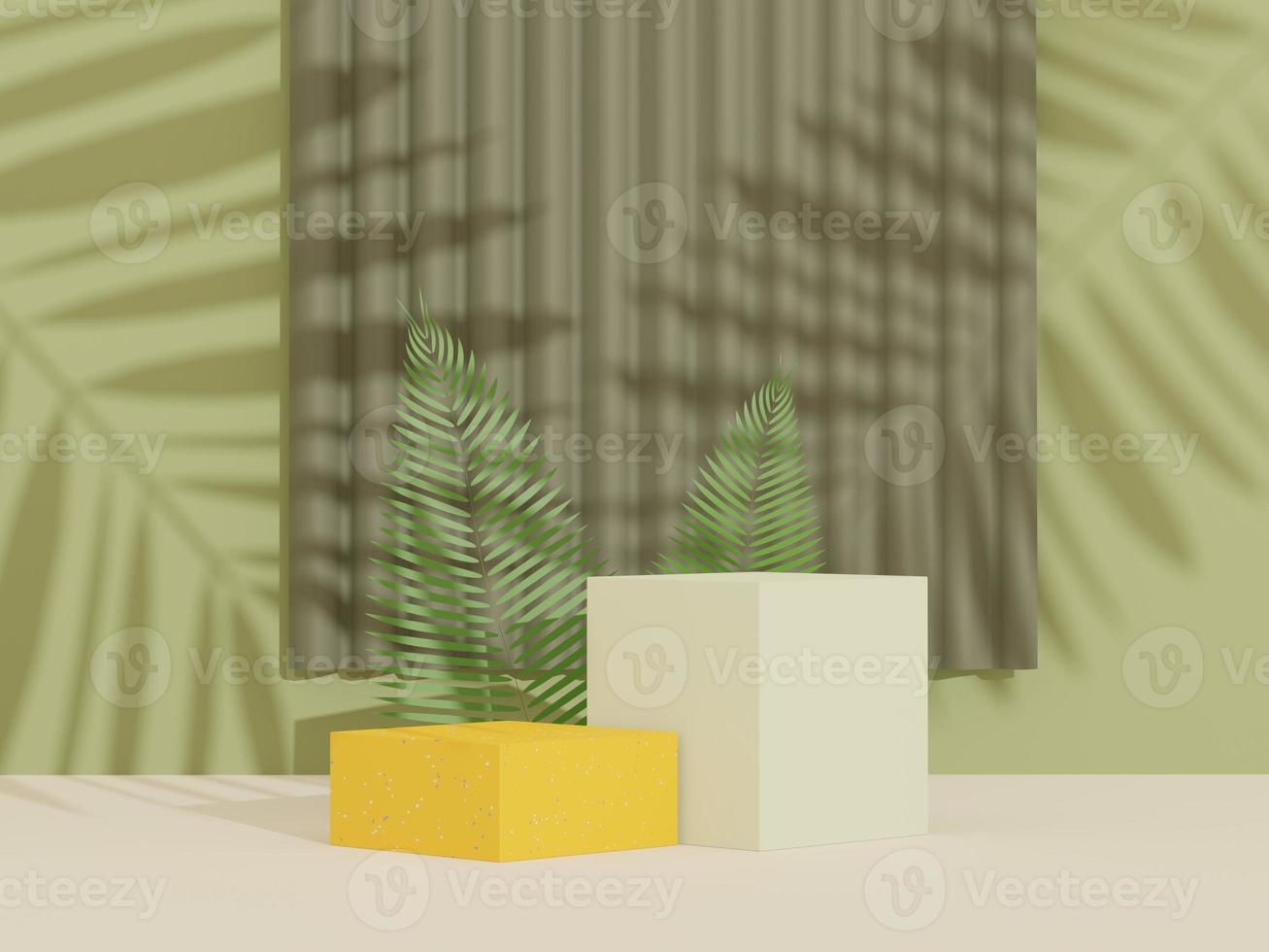 3d abstract background Terrazzo podium for product presentation and brand advertising with shadow of leave. Empty scene for mock up. photo
