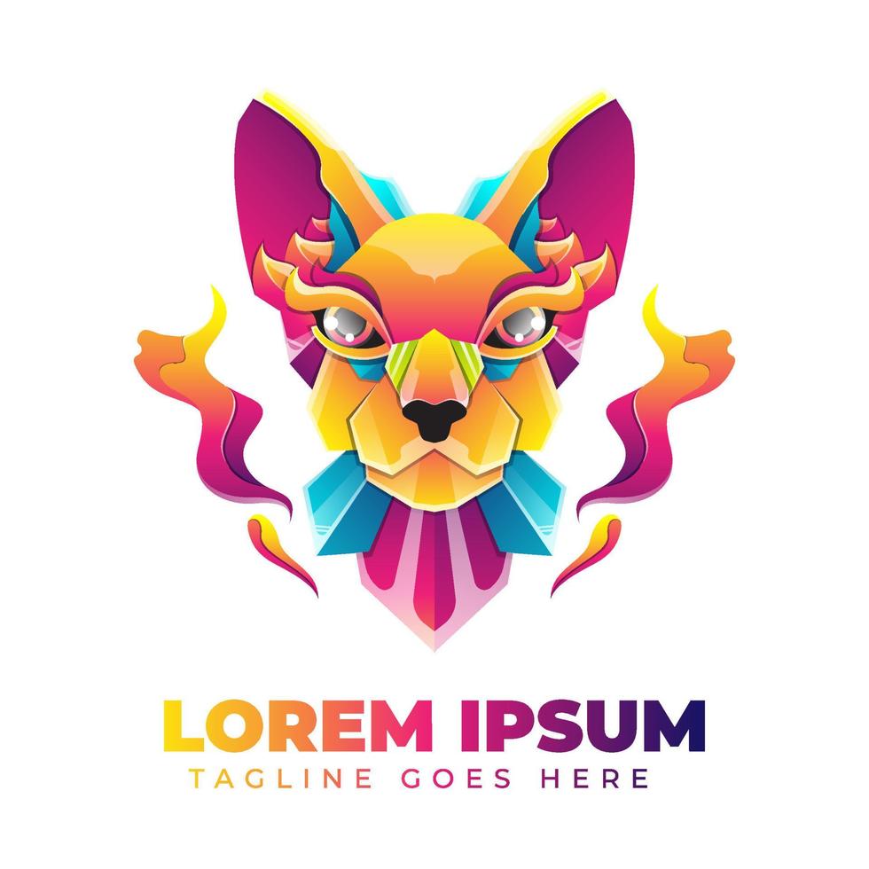 Colorful Cat Gradient Logo Template vector