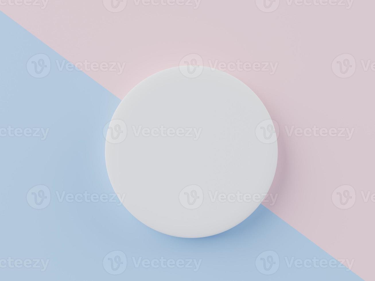 3d render top view of white blank cylinder frame for mock up and display products with pastel background. photo