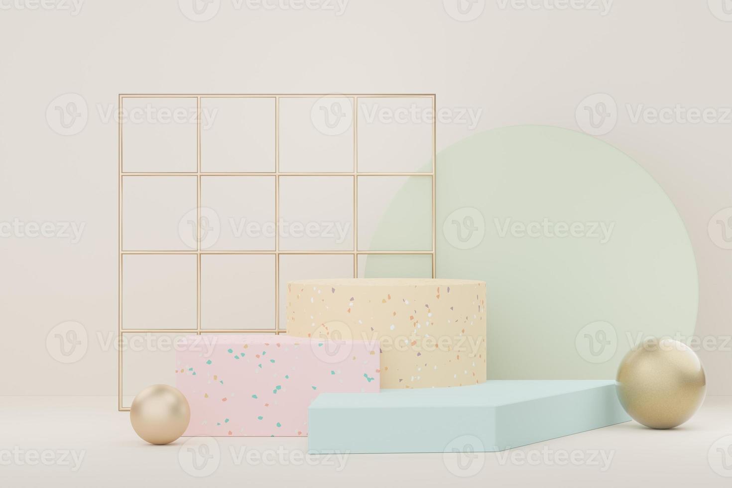 3d abstract background Terrazzo podium for product presentation and brand advertising with shadow of leave. Empty scene for mock up. photo