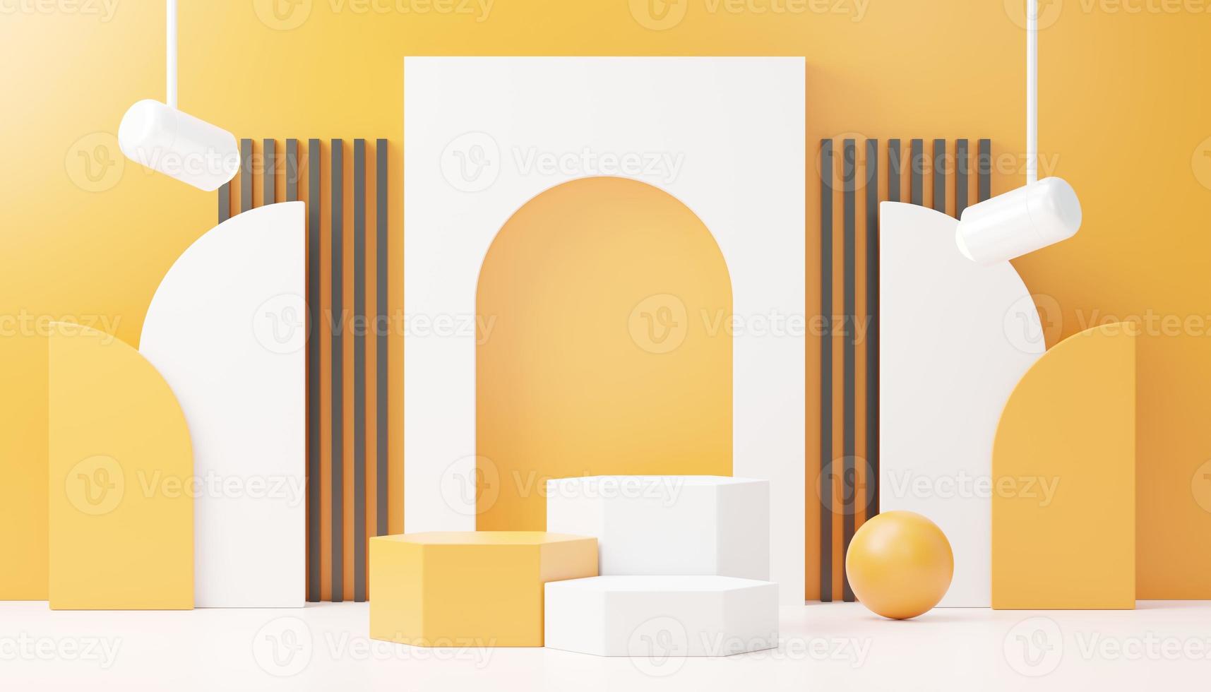 3d render abstract display podium platform for  product presentation and advertising. Minimal scene backdrop with clean design. Vacant pedestal for mock up. Empty stage with pastel color for cosmetic. photo