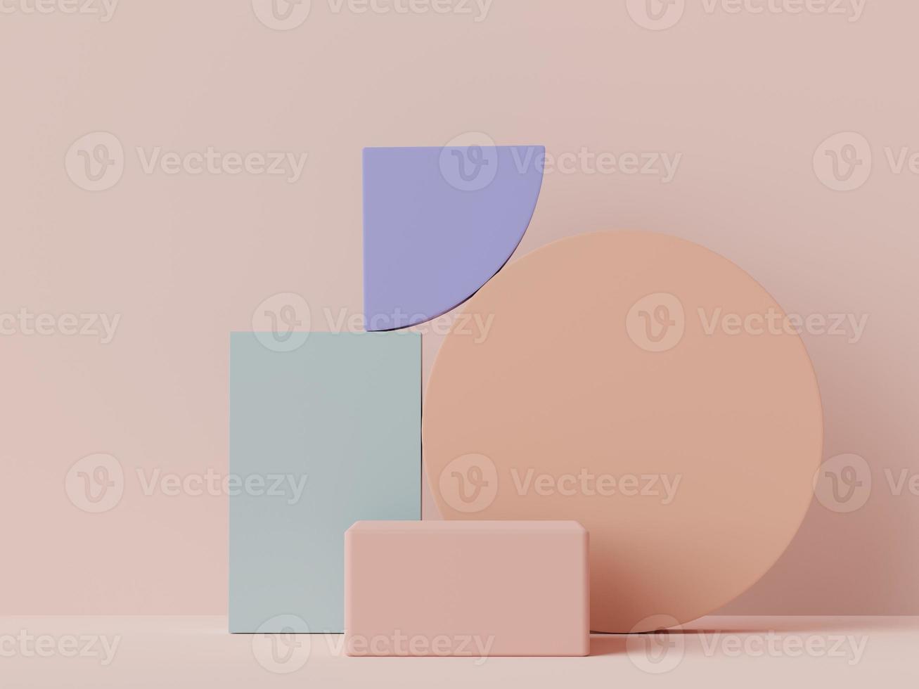 3d rendering of minimal scene of white blank podium with earth tones color theme. Display stand for product presentation mock up and cosmetic advertising. photo