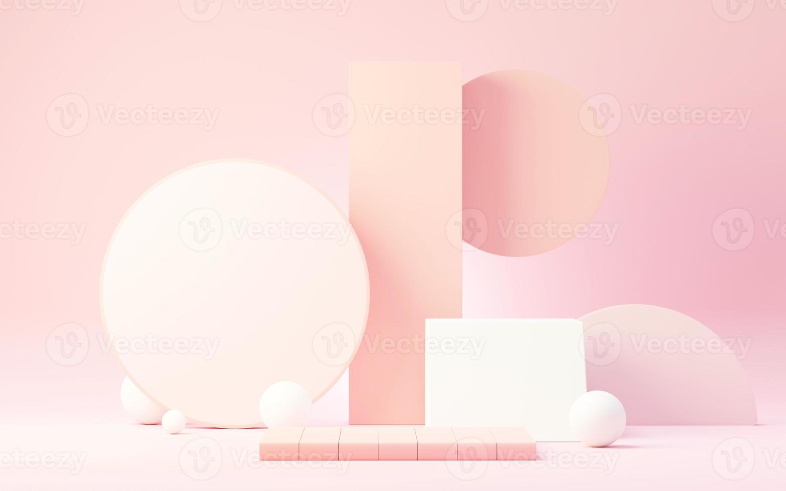 3d render abstract display podium platform for  product presentation and advertising. Minimal scene backdrop with clean design. Vacant pedestal for mock up. Empty stage with pastel color for cosmetic. photo