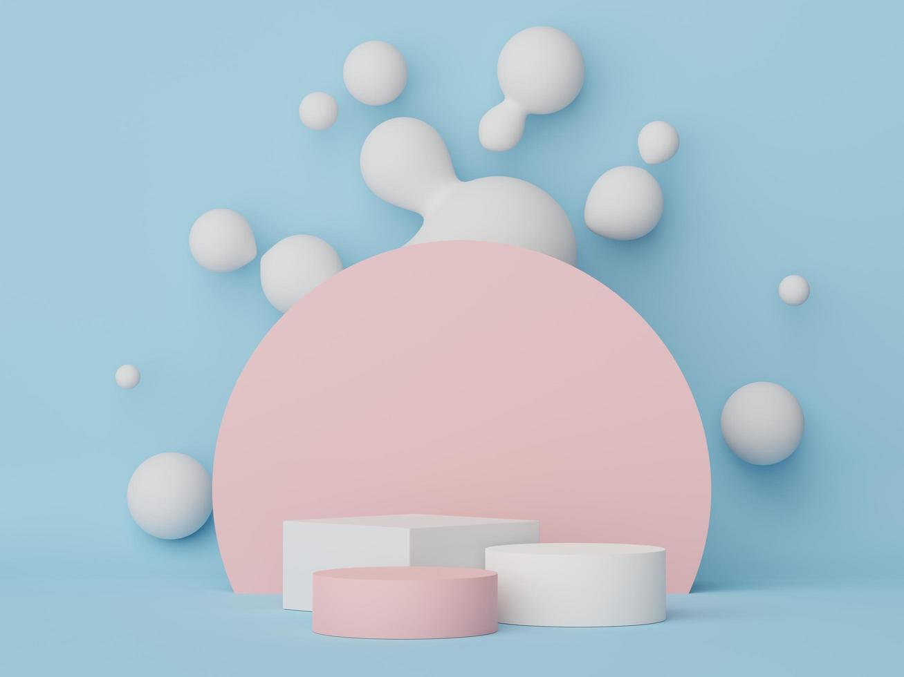 3d display podium with minimal geometric shapes design. rendering scene for mock up and product presentation. photo