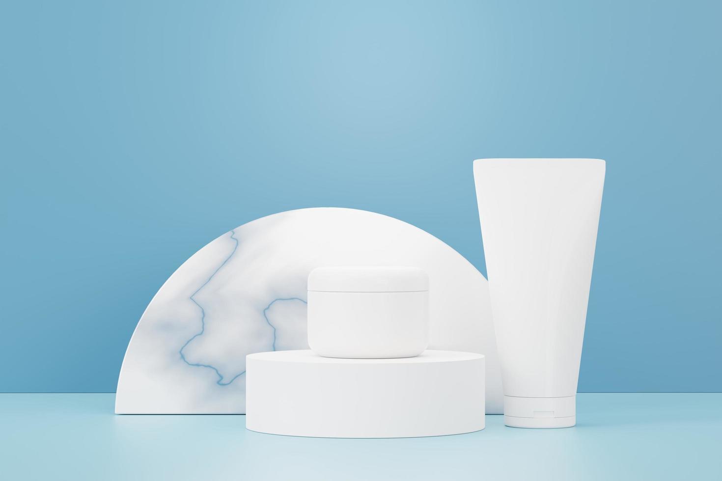 3d render of blank cosmetics skincare product or packaging for mock up. Beauty soap and spa concept. Lotion oil moisture for skin health. Premium and luxury design for branding. photo
