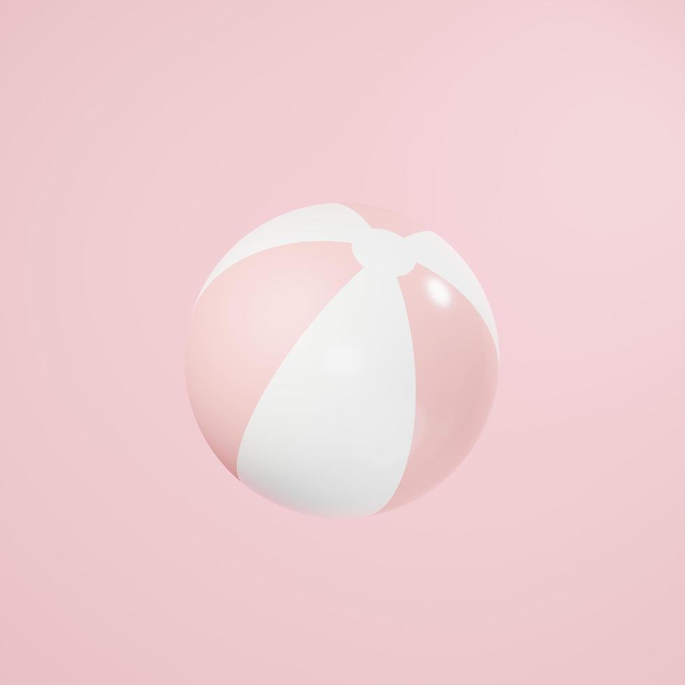 3d rendering of Pink Beach ball icon on clean background for mock up and web banner. Cartoon interface design. minimal metaverse concept. photo