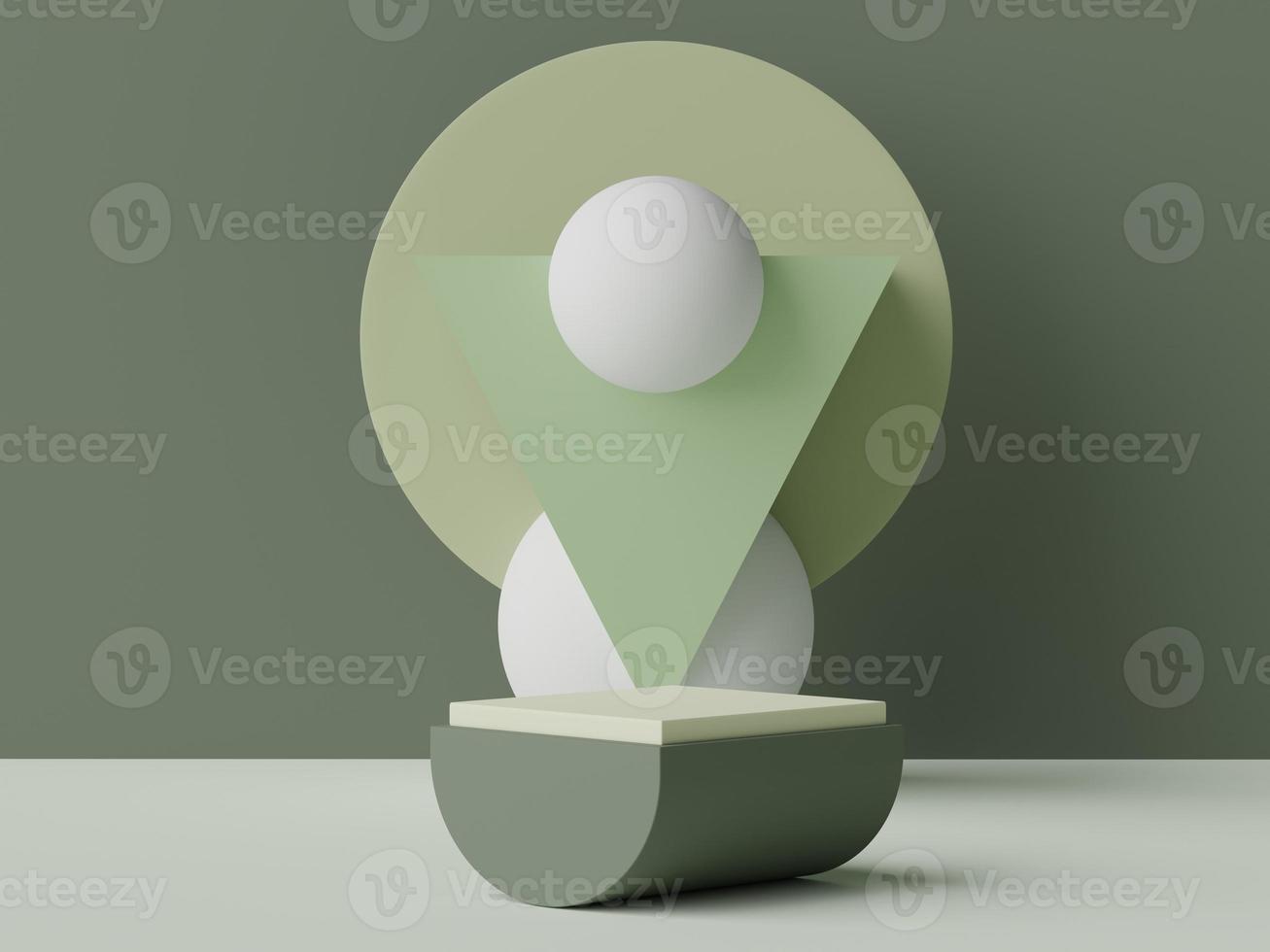 3d rendering of minimal scene of white blank podium with earth tones color theme. Display stand for product presentation mock up and cosmetic advertising. photo