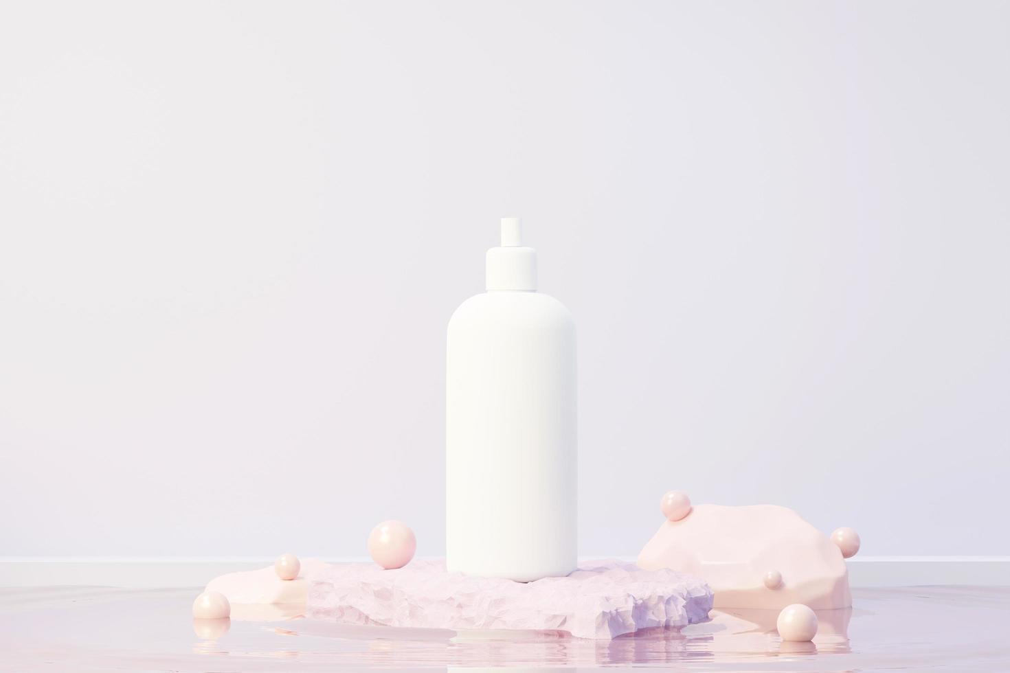 3d render of blank cosmetics skincare product or packaging for mock up. Beauty soap and spa concept. Lotion oil moisture for skin health. Premium and luxury design for branding. photo