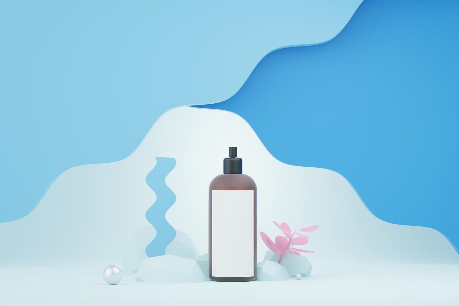 3d render of blank cosmetics skincare product or packaging for mock up. Beauty soap and spa concept. Lotion oil moisture for skin health. Premium and luxury design for branding. photo