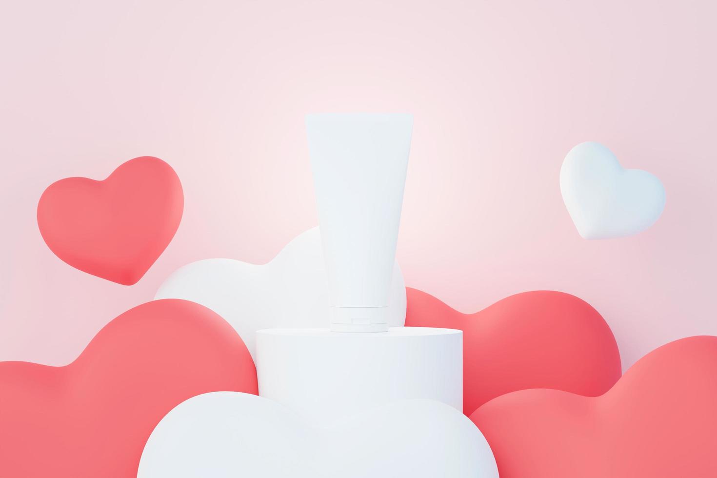 3d render of blank cosmetics skincare product or packaging for mock up. Beauty soap and spa concept. Lotion oil moisture for skin health. Premium and luxury design for branding. photo