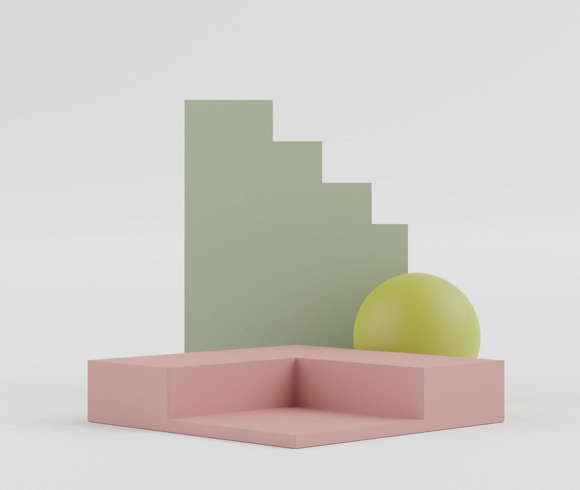 3d rendering of minimal scene of white blank podium with earth tones color theme. Display stand for product presentation mock up and cosmetic advertising. photo
