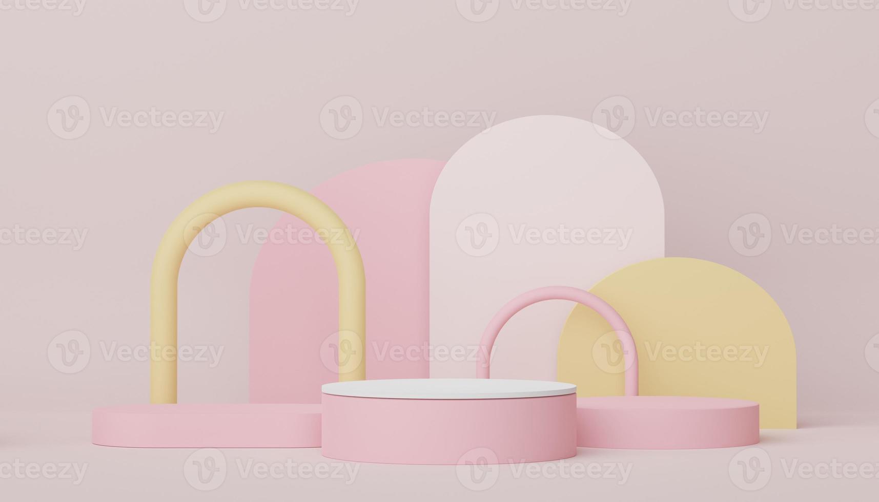 3d render display podium for product and cosmetic presentation. Minimal scene for advertising. Abstract clean background for web banner and mock up. simple geometric shapes. photo