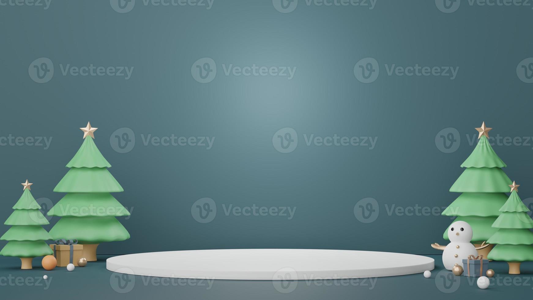 3d Display Podium for product and cosmetic presentation with Merry Christmas and Happy new year concept. Modern geometric. Platform for mock up and showing brand. Minimal clean design. photo